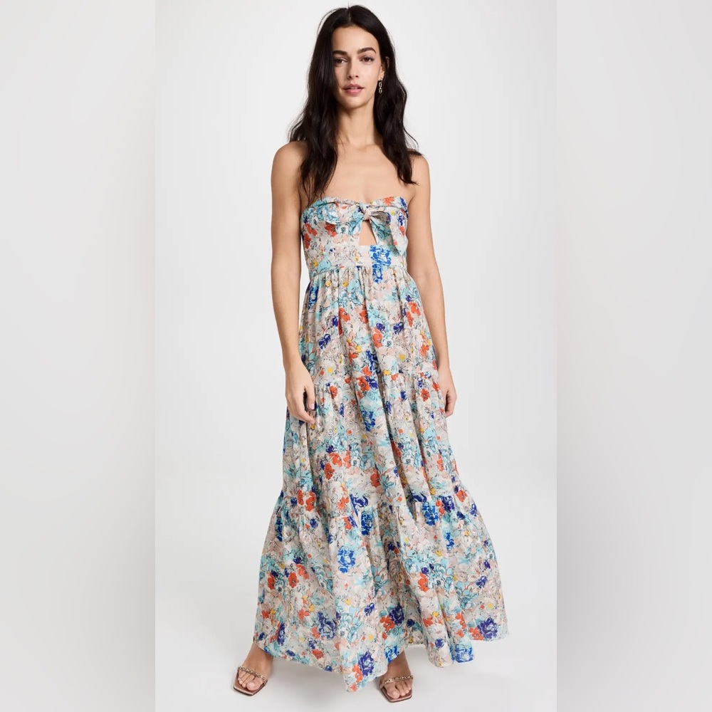 Zimmermann - Clover Tie Front Midi Dress Topaz Peony Floral US 8 / AU 2 / Medium